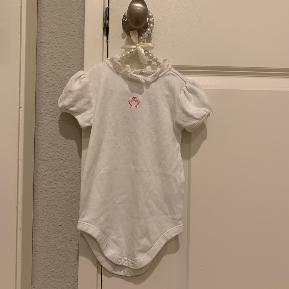 Janie and Jack onesie shirt ruffle flamingo 12-18m